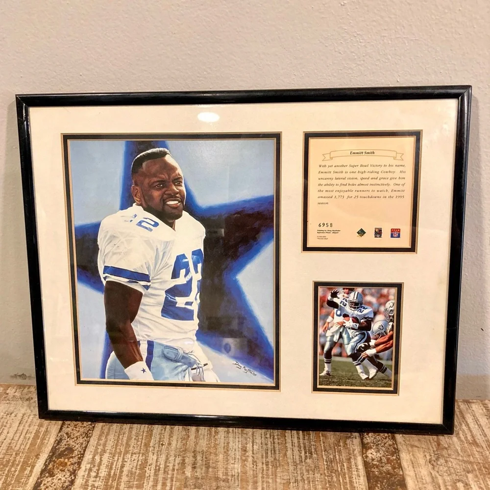 1996 Emmitt Smith Dallas Cowboys Framed Collectible Wall Art Football Plaque